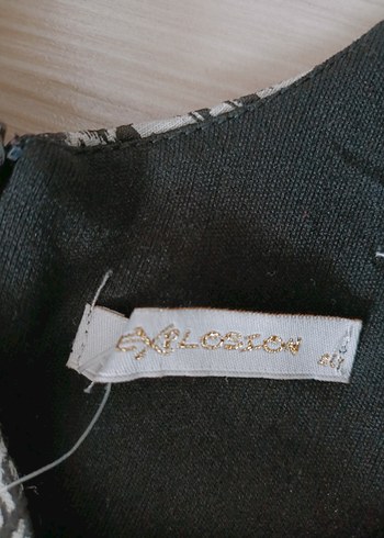 V Yaka Desenli Gri Midi Bohem Elbise - Görsel 4