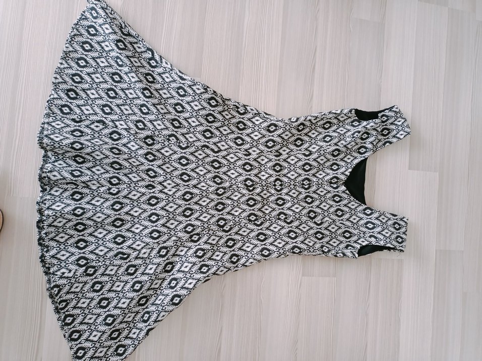 V Yaka Desenli Gri Midi Bohem Elbise - Görsel 5