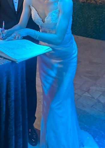 İnce Askılı Beyaz Gelinlik - Görsel 7