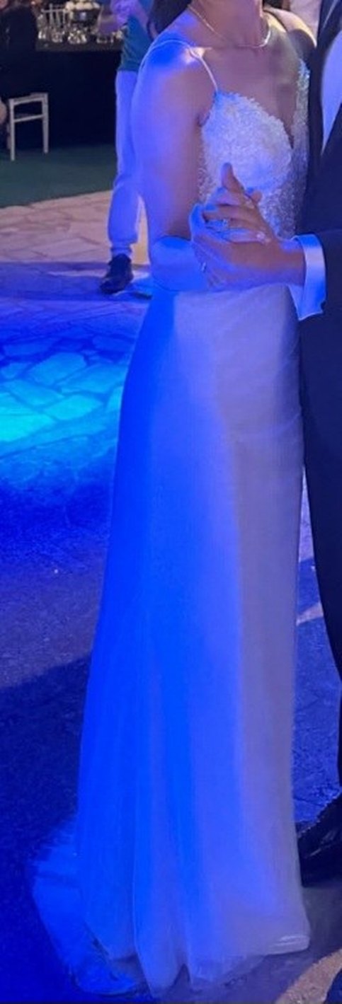 İnce Askılı Beyaz Gelinlik - Görsel 5