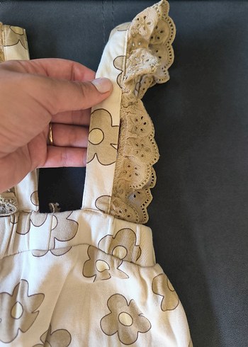 9-12 Ay Beden Kız Çocuk Çiçek Desenli Fırfırlı Tulum