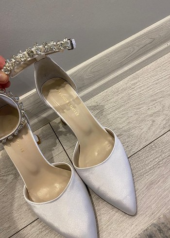 Beyaz Simli Stiletto Kadın Gelin Abiye Ayakkabı - Görsel 2