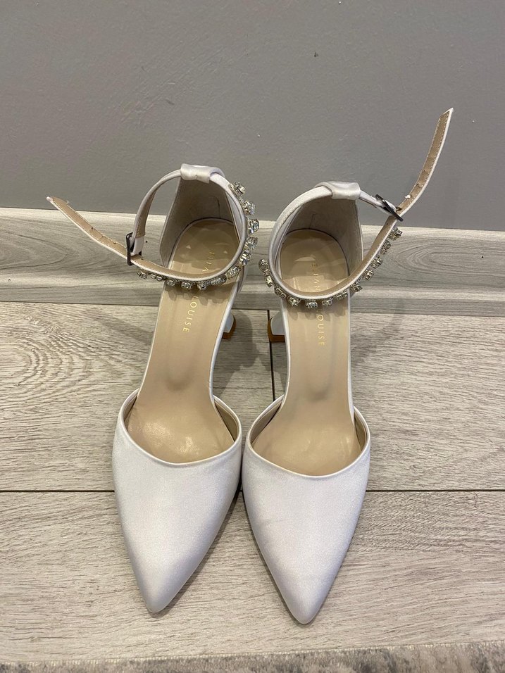 Beyaz Simli Stiletto Kadın Gelin Abiye Ayakkabı - Görsel 5