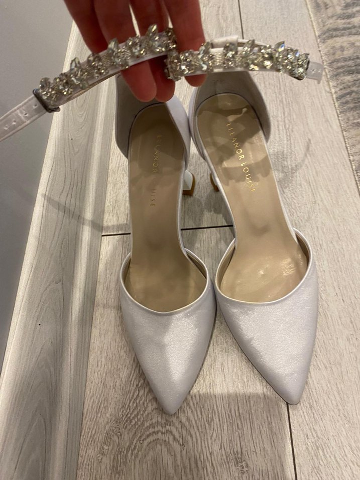 Beyaz Simli Stiletto Kadın Gelin Abiye Ayakkabı - Görsel 3