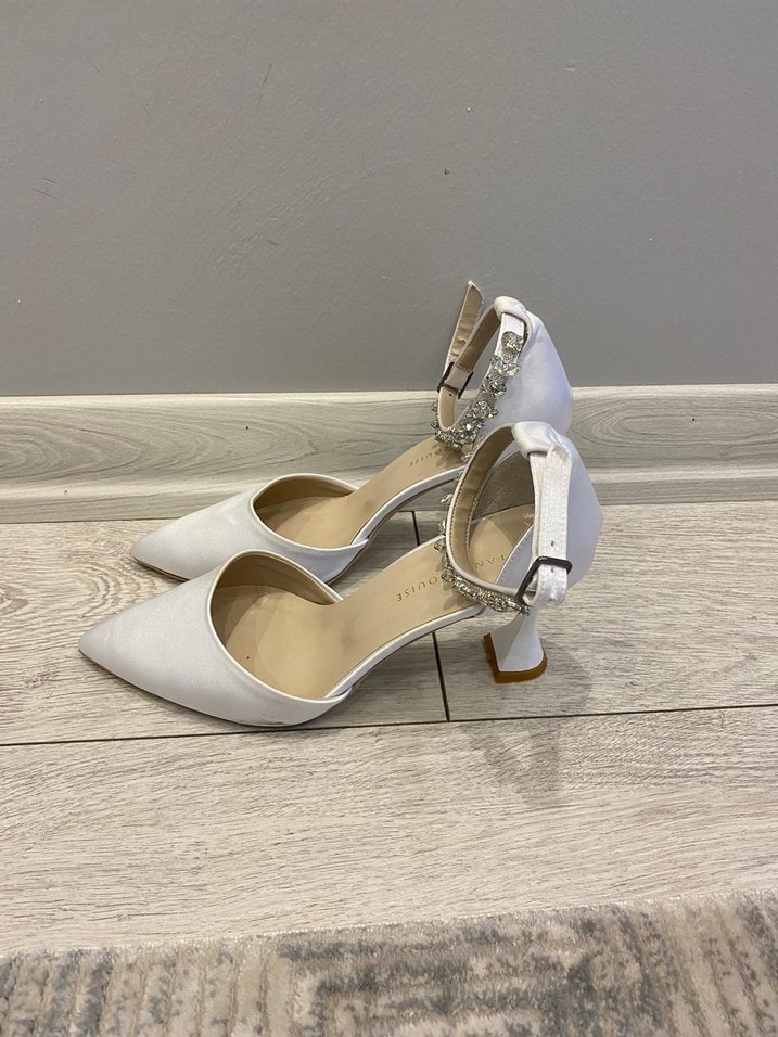 Beyaz Simli Stiletto Kadın Gelin Abiye Ayakkabı - Görsel 4