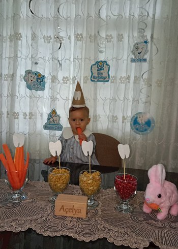 Beyaz Diş Temalı Pastel Parti Süsleri - Görsel 2