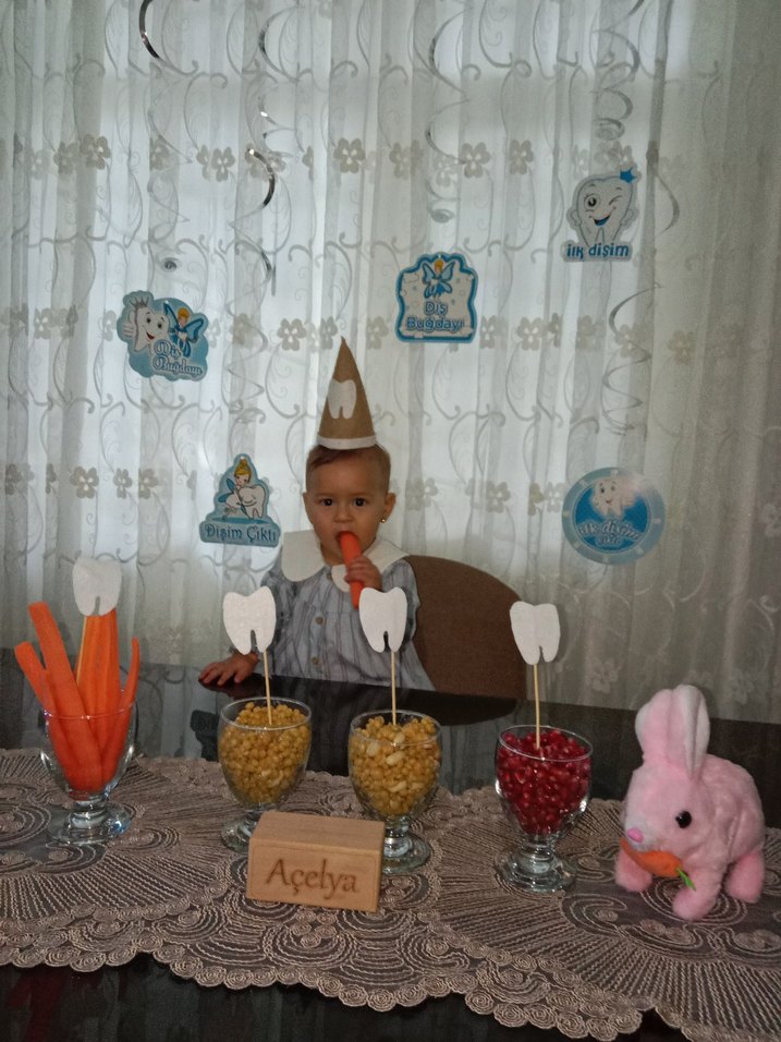 Beyaz Diş Temalı Pastel Parti Süsleri - Görsel 2