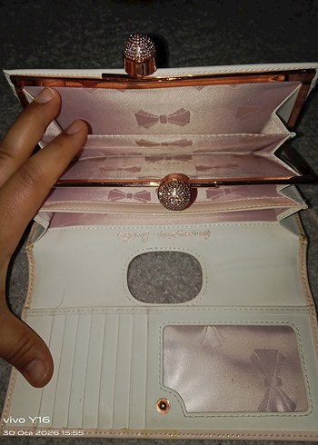 pudra Pembe Parlak Kadın Portföy Çanta cüzdan - Görsel 3