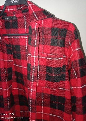 Kırmızı Ekose Düğmeli Kadın Gömlek - Görsel 2