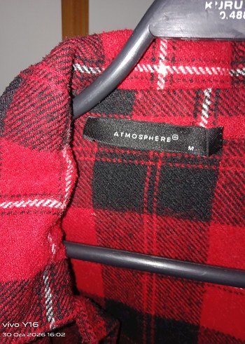 Kırmızı Ekose Düğmeli Kadın Gömlek - Görsel 3