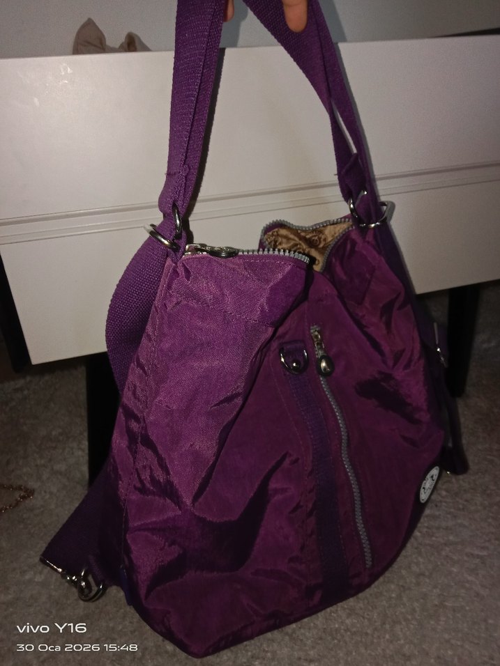Mor Kadın Çapraz Çanta Fermuarlı - Görsel 3