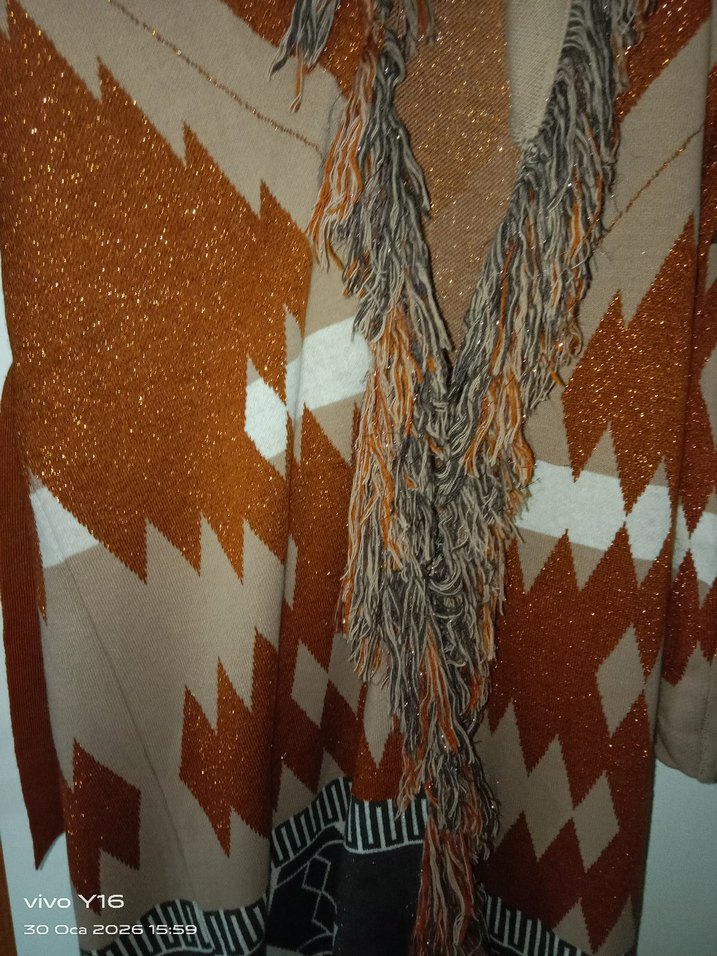 Uzun Örgü Bohem Kadın Hırka - Görsel 3