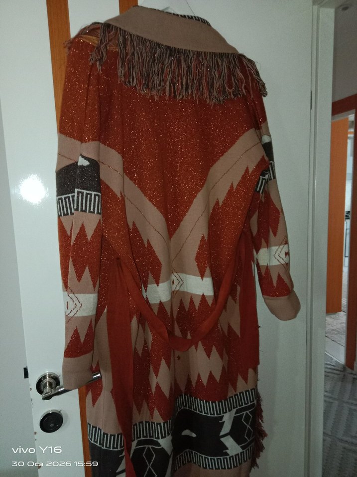 Uzun Örgü Bohem Kadın Hırka - Görsel 4