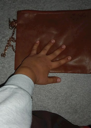 Fermuarlı Kahverengi Deri Kadın Portföy Çanta - Görsel 2