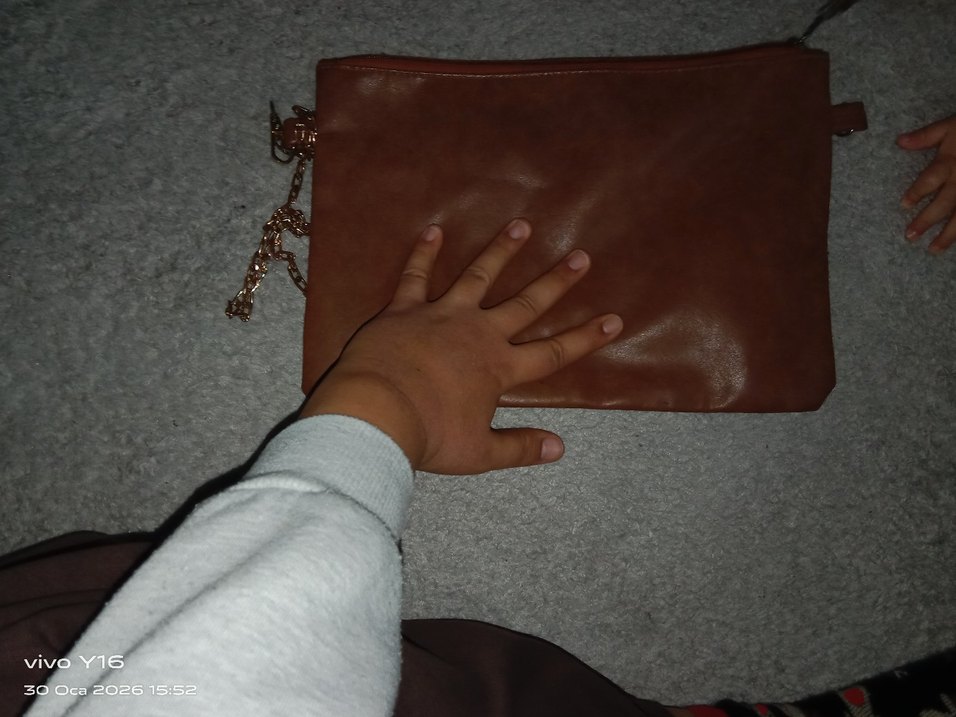 Fermuarlı Kahverengi Deri Kadın Portföy Çanta - Görsel 2