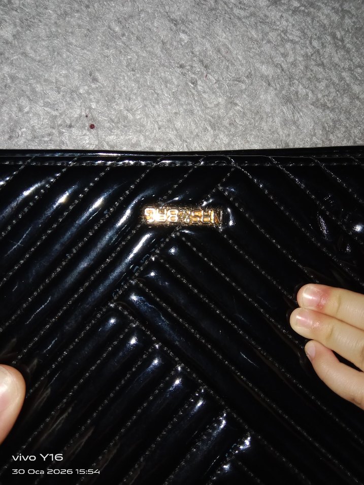 Siyah Yılan Desenli Deri Kadın Çanta - Görsel 4