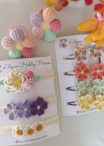 Mor Dantel Çiçekli Çocuk Saç Tokası Seti - Görsel 6