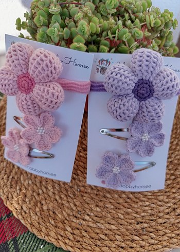 Mor Dantel Çiçekli Çocuk Saç Tokası Seti - Görsel 7