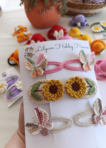 Mor Dantel Çiçekli Çocuk Saç Tokası Seti - Görsel 10