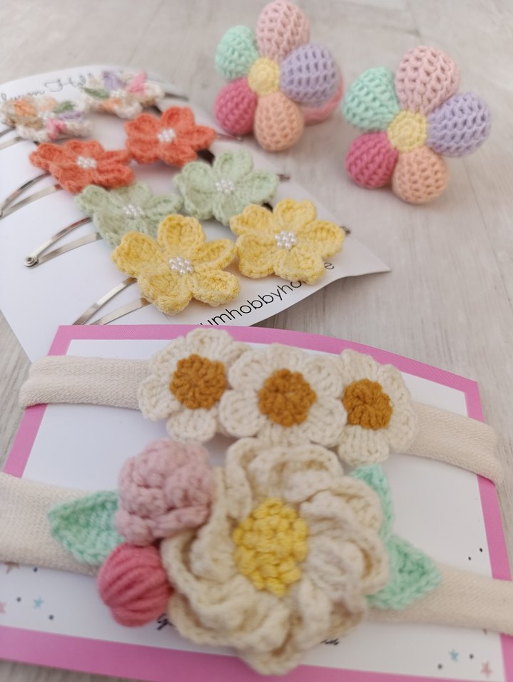 Mor Dantel Çiçekli Çocuk Saç Tokası Seti - Görsel 2