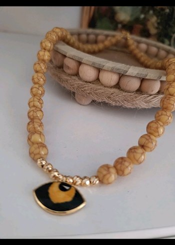 Uzun Beyaz Boncuklu Bohem Kolye ve Bileklik Seti - Görsel 2