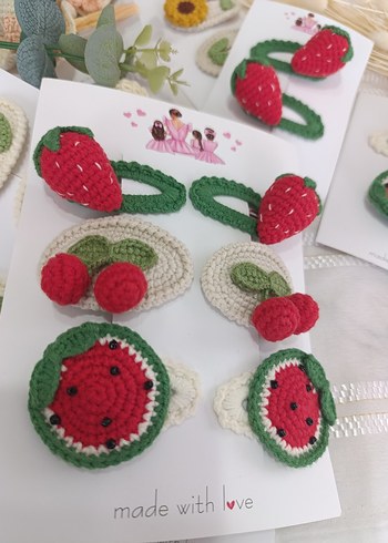 Renkli Nakışlı Örgü Çocuk Saç Aksesuarları - Görsel 2