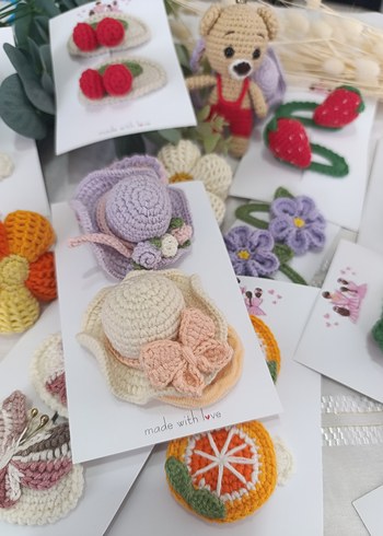 Renkli Nakışlı Örgü Çocuk Saç Aksesuarları - Görsel 3