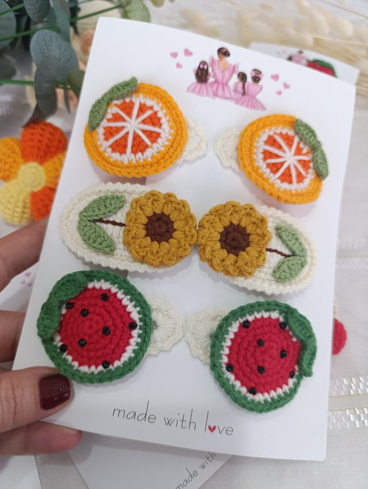 Renkli Nakışlı Örgü Çocuk Saç Aksesuarları - Görsel 5