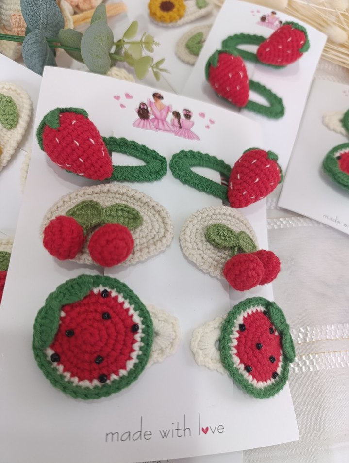 Renkli Nakışlı Örgü Çocuk Saç Aksesuarları - Görsel 2