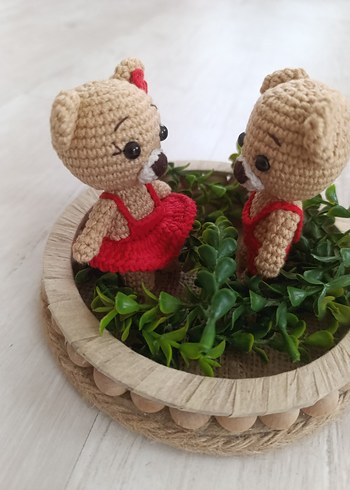 Kırmızı Kıyafetli Kahverengi anahtarlık Ayıcıklar - Görsel 2