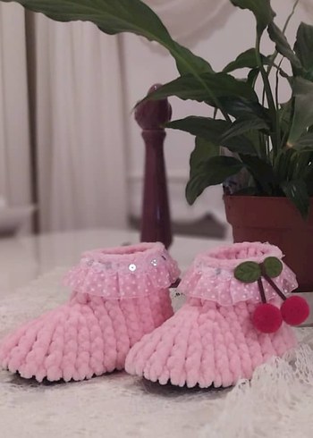 Kızlar için Örgü Sıcak Kahverengi Ev Terlikleri - Görsel 6