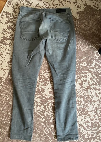 30 Beden gri Renk Gri Erkek Denim Bol Kesim Kot Pantolon