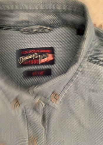 s Beden mavi Renk Erkek Mavi Denim Gömlek, Uzun Kollu, Düğmeli