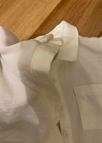 Beyaz Kolsuz Keten Gömlek - Görsel 3