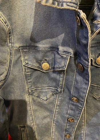 Düğmeli Mavi Denim Kot Ceket - Görsel 3