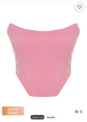 Pembe crop korse detaylı büstiyer