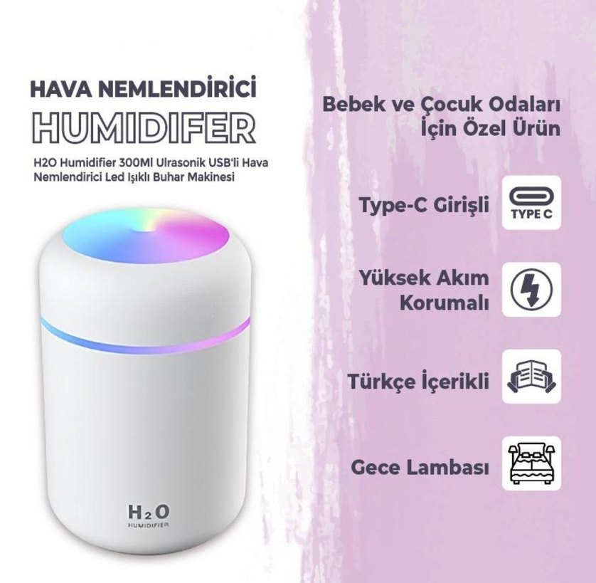 KATJMER USB Renkli Hava Nemlendirici - Görsel 3