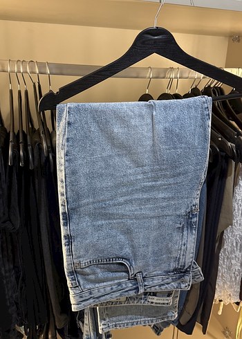 Kadın Gri Mavi Batik Desenli Denim Pantolon