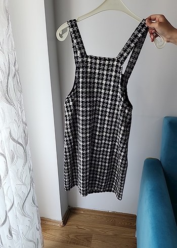 Kadın Gri Kareli Kısa Salopet - Görsel 2