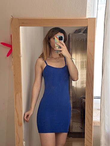 Mini saks mavisi elbise