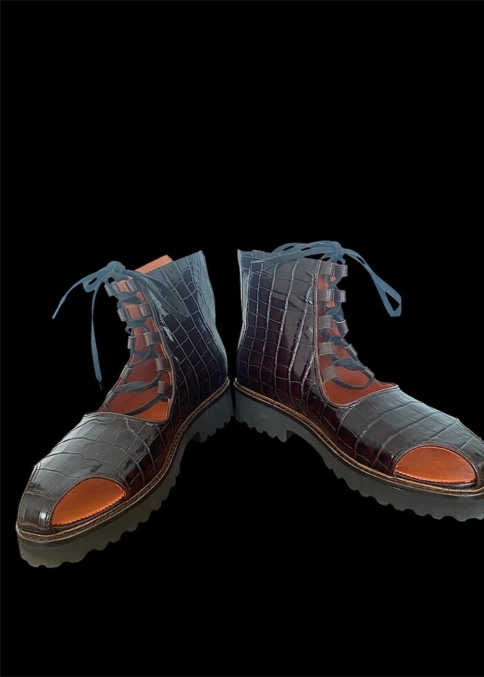 BENZERSİZ VE ŞIK TASARIM EL YAPIMI ERKEK DERİ SANDALET - Görsel 2