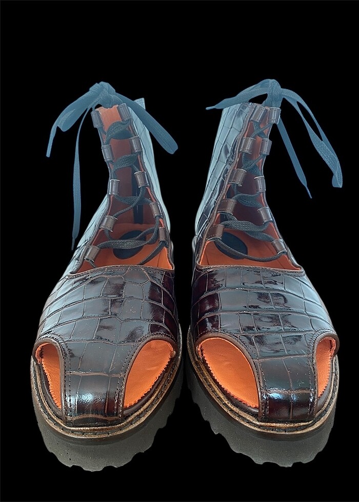 BENZERSİZ VE ŞIK TASARIM EL YAPIMI ERKEK DERİ SANDALET - Görsel 3