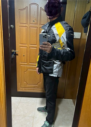 Sarı Gri Erkek motor Ceketi Fermuarlı - Görsel 3