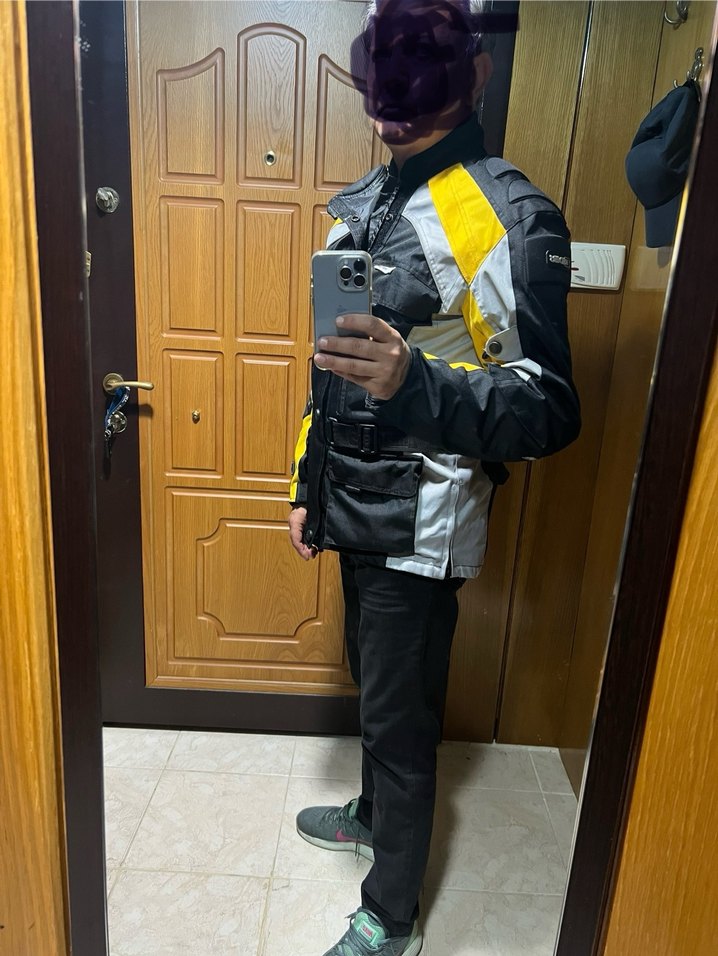 Sarı Gri Erkek motor  Ceketi Fermuarlı - Görsel 3