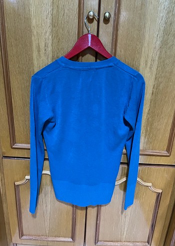 Düğmeli Mavi Kadın Hırka - Görsel 3