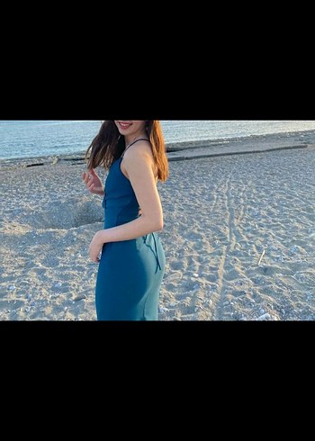 Trendyol & Milla Lacivert Saten Uzun Elbise