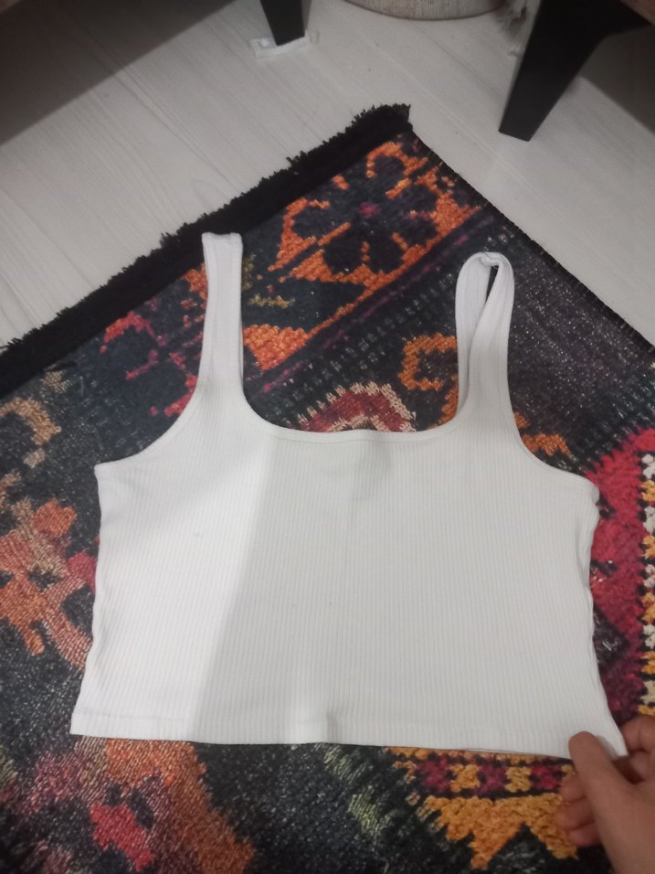 Beyaz Kadın Mini Crop Top - Görsel 2