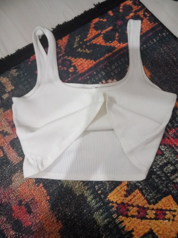 Beyaz Kadın Mini Crop Top - Görsel 3