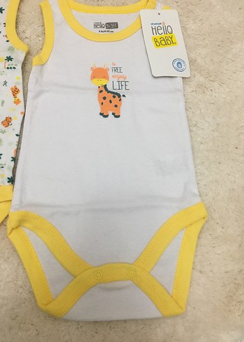 Sarı Renkli  Bebek Kolsuz Body - Görsel 3