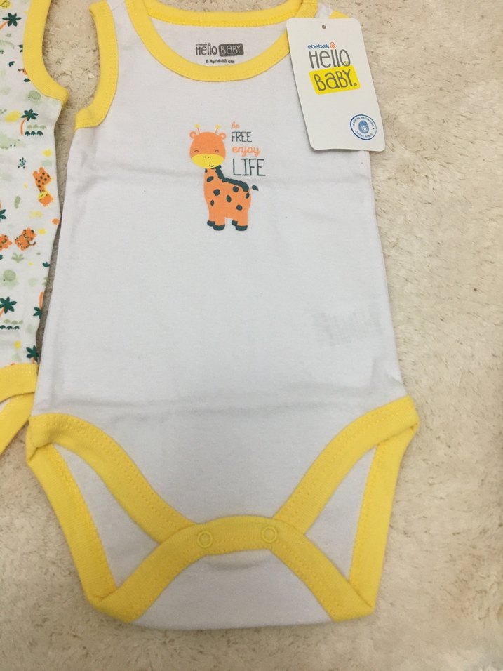Sarı Renkli  Bebek Kolsuz Body - Görsel 3